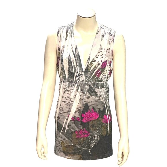 CCC Boho Style Floral Print Lace Back Sleeveless Tank Top Size Extra Large - Picture 1 of 10